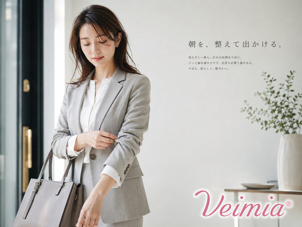 シャツや通勤服でブラのラインを目立たせにくくする着こなしをイメージしたVEIMIA画像