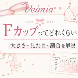 Fカップってどれくらいかを解説し、Fカップの大きさ・見た目・割合を紹介するVEIMIAブログのカバー画像