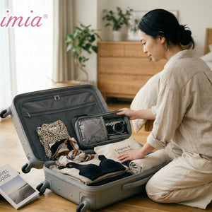 VEIMIA 旅行の下着は何枚必要かを考えながら、快適な旅行用ブラで荷造りをする女性
