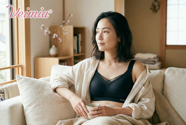 VEIMIA おうちで過ごすゴールデンウィークにぴったりな快適おうちブラを着た女性の春のリラックススタイル