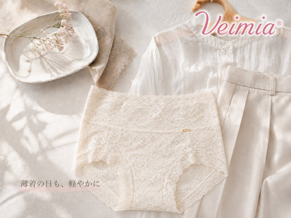 VEIMIA 薄手パンツに合わせやすい軽やかなレースショーツと夏服のコーデイメージ