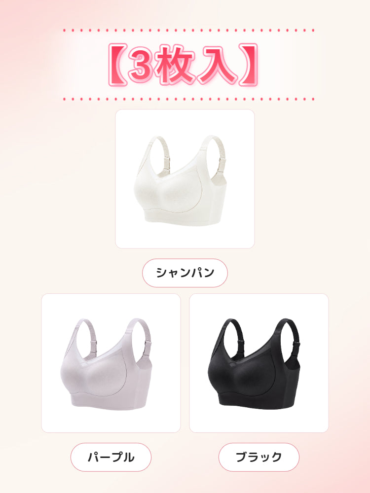 補正ブラ 【3枚入】シャンパン&パープル&ブラック ヴェーミア