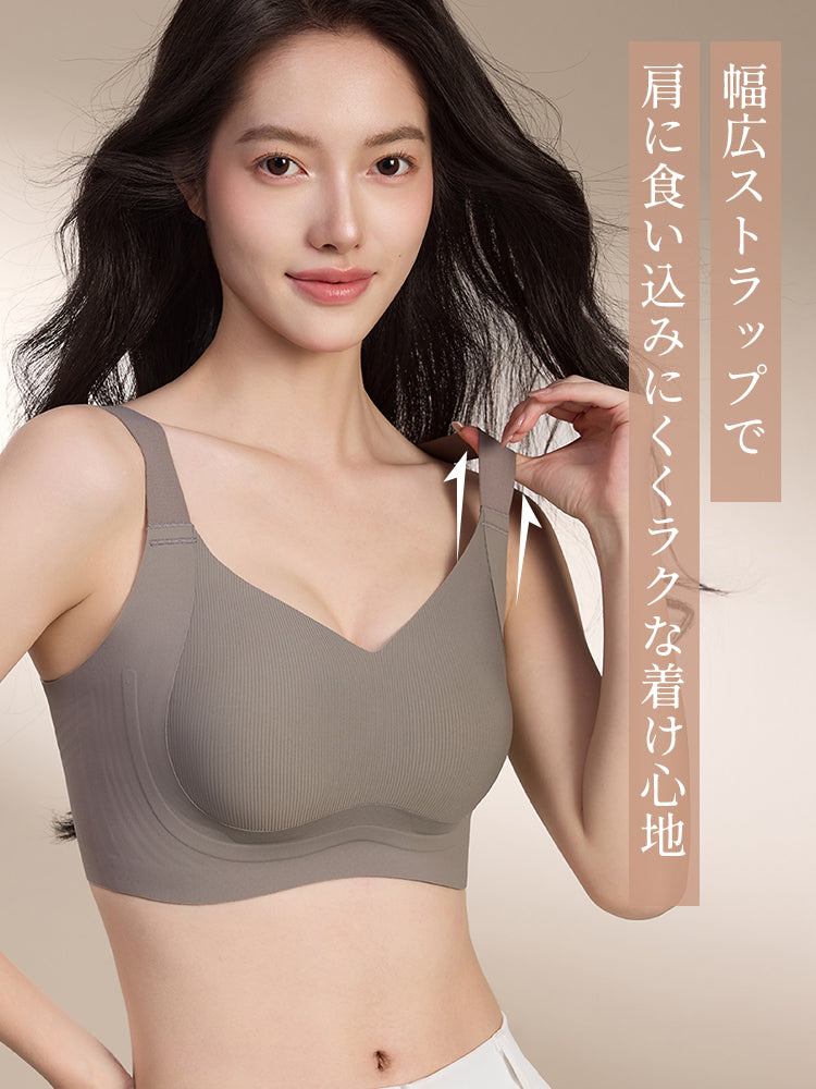 胸 垂れ ない ブラ 幅広ストラップで肩に食い込みにくく快適な着け心地 veimia