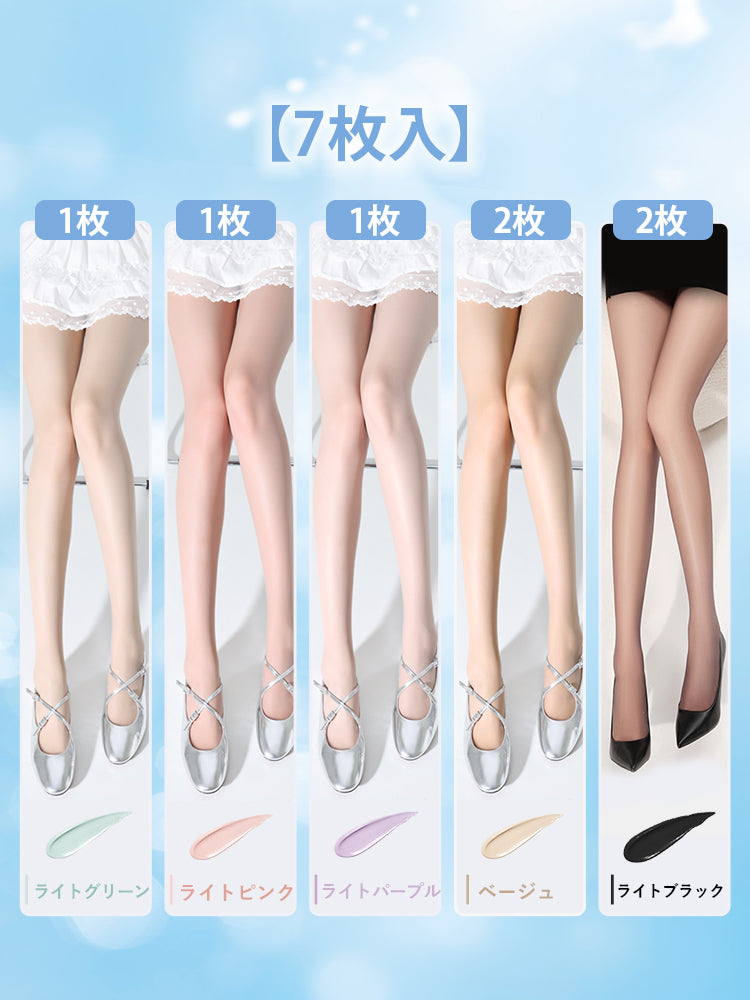 ストッキング おすすめ ライトグリーン&ライトピンク&ライトパープル&ベージュ*2&ライトブラック*2 VEIMIA