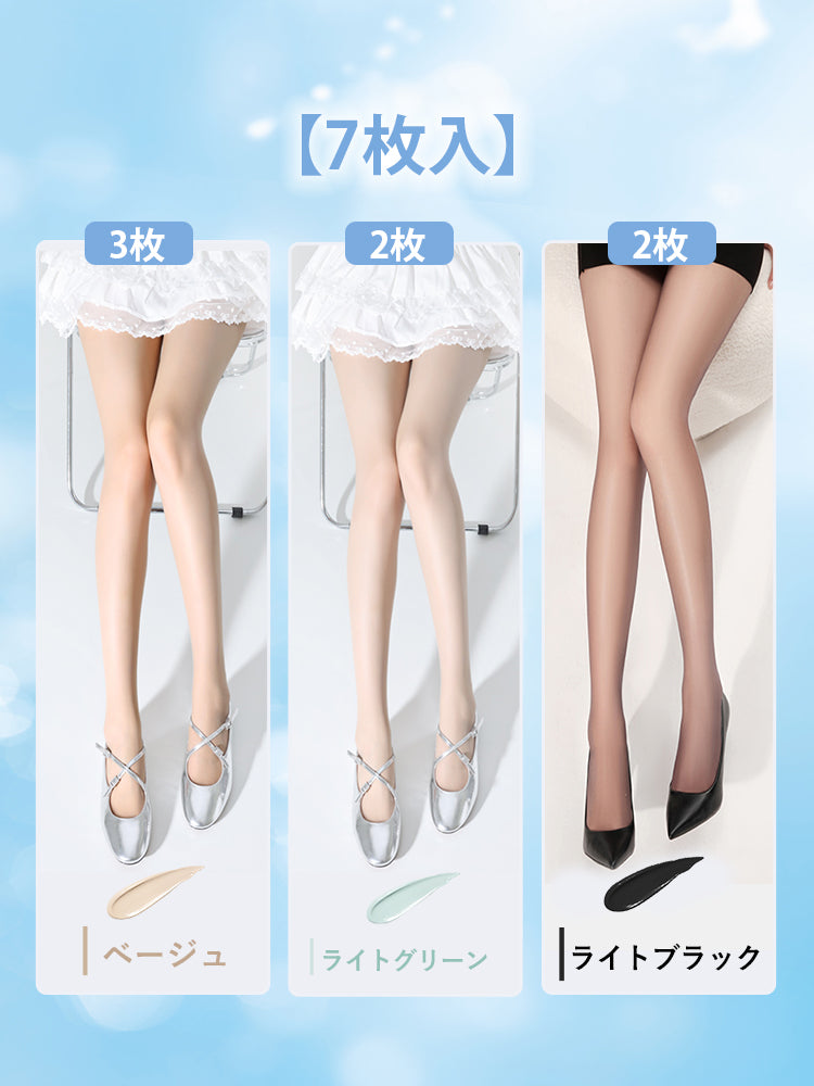 ストッキング おすすめ ベージュ*3&ライトグリーン*2&ライトブラック*2 VEIMIA