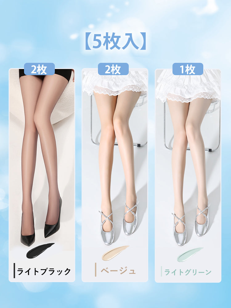 ストッキング おすすめ ライトブラック*2&ベージュ*2&ライトグリーン VEIMIA