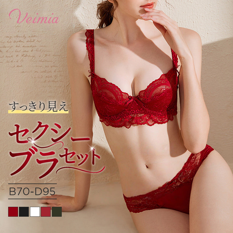 【2セットで7,980円】 VEIMIA ブラショーツセット | フレンチレース すっきり見え 素肌を透かすレ一スの美しさを