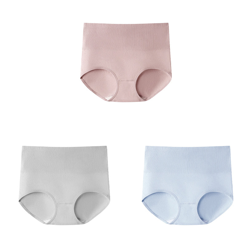 【3枚セットで¥4,990円】VEIMIA ハイウエストショーツ | 上品なリブ仕様、快適で通気性抜群。高品質なコーマ綿素材と抗菌クロッチで吸湿速乾、肌に優しい！