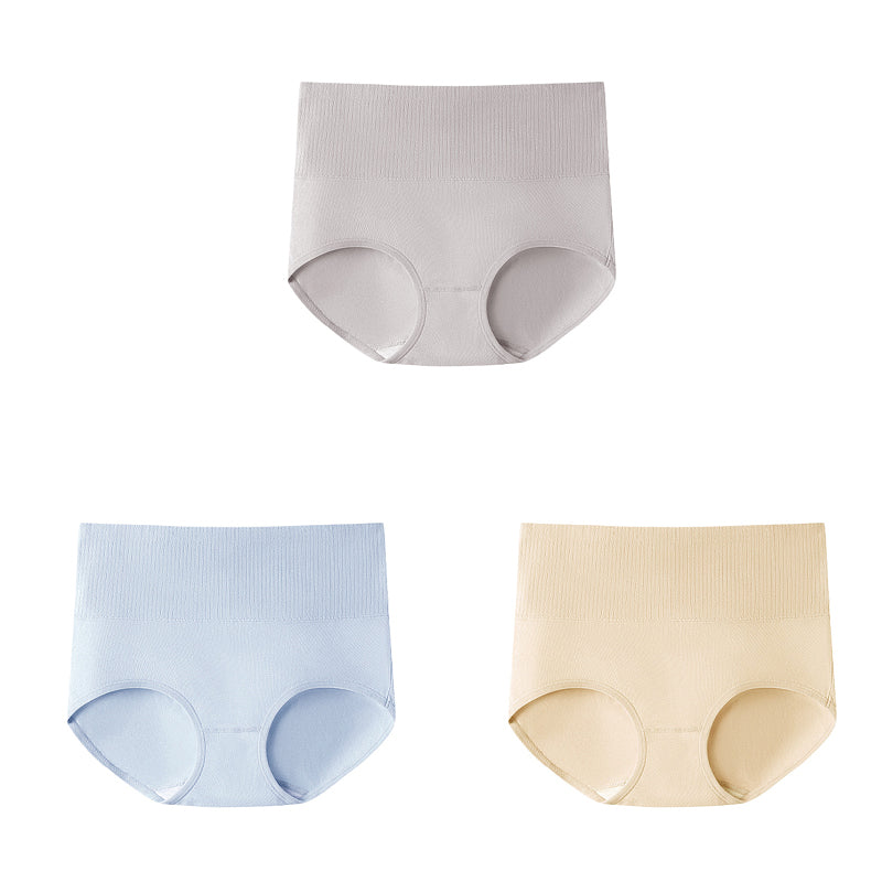 【3枚セットで¥4,990円】VEIMIA ハイウエストショーツ | 上品なリブ仕様、快適で通気性抜群。高品質なコーマ綿素材と抗菌クロッチで吸湿速乾、肌に優しい！