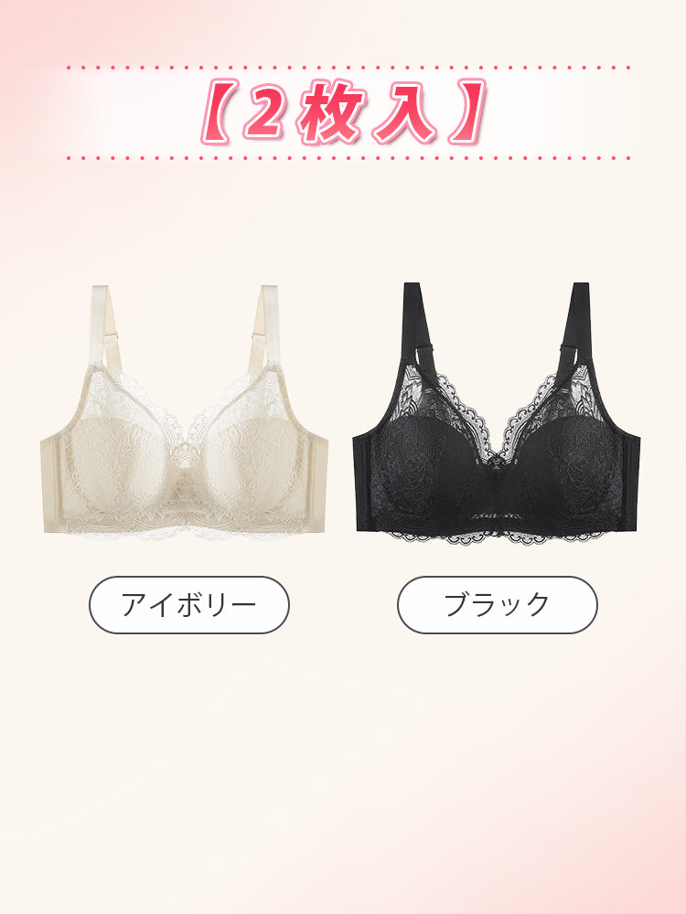 胸 を 小さく 見せる ブラ 【2枚入】アイボリー&ブラック VEIMIA