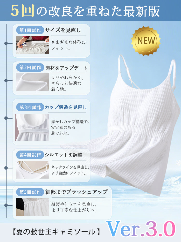 キャミソール 5回の改良でサイズや素材からカップ構造までアップデート veimia