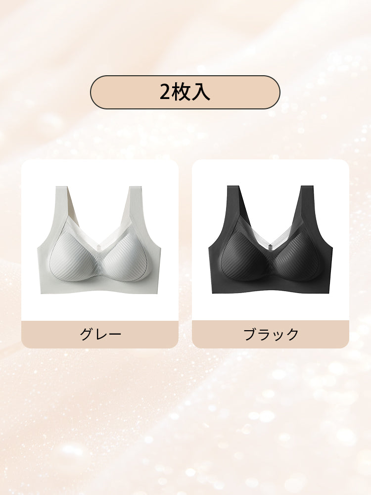 ノンワイヤーブラ 【2枚入】グレー&ブラック ヴェーミア