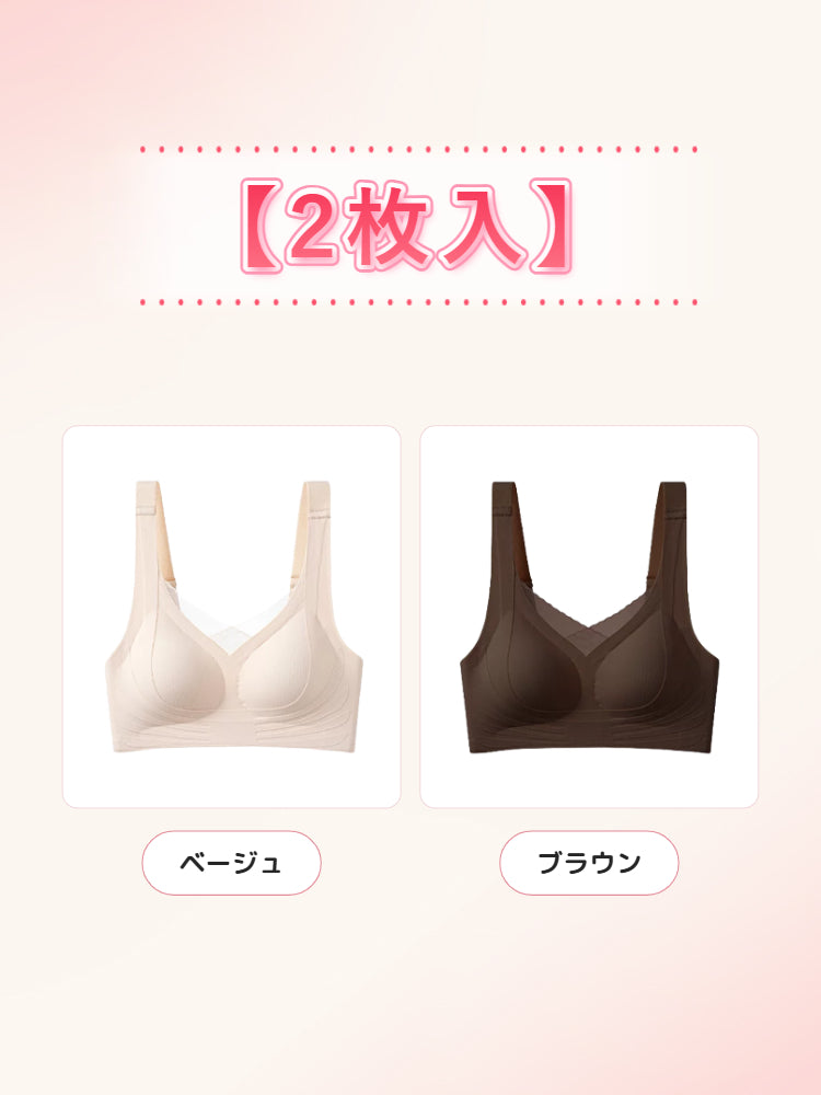 乳がん 術 後 ブラジャー 【2枚入】ベージュ&ブラウン ヴェーミア