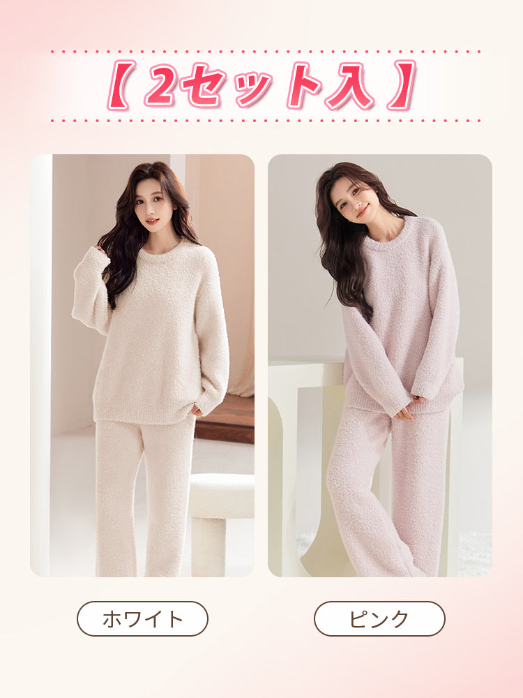 ルーム ウェア 冬 ホワイト＆ピンク VEIMIA