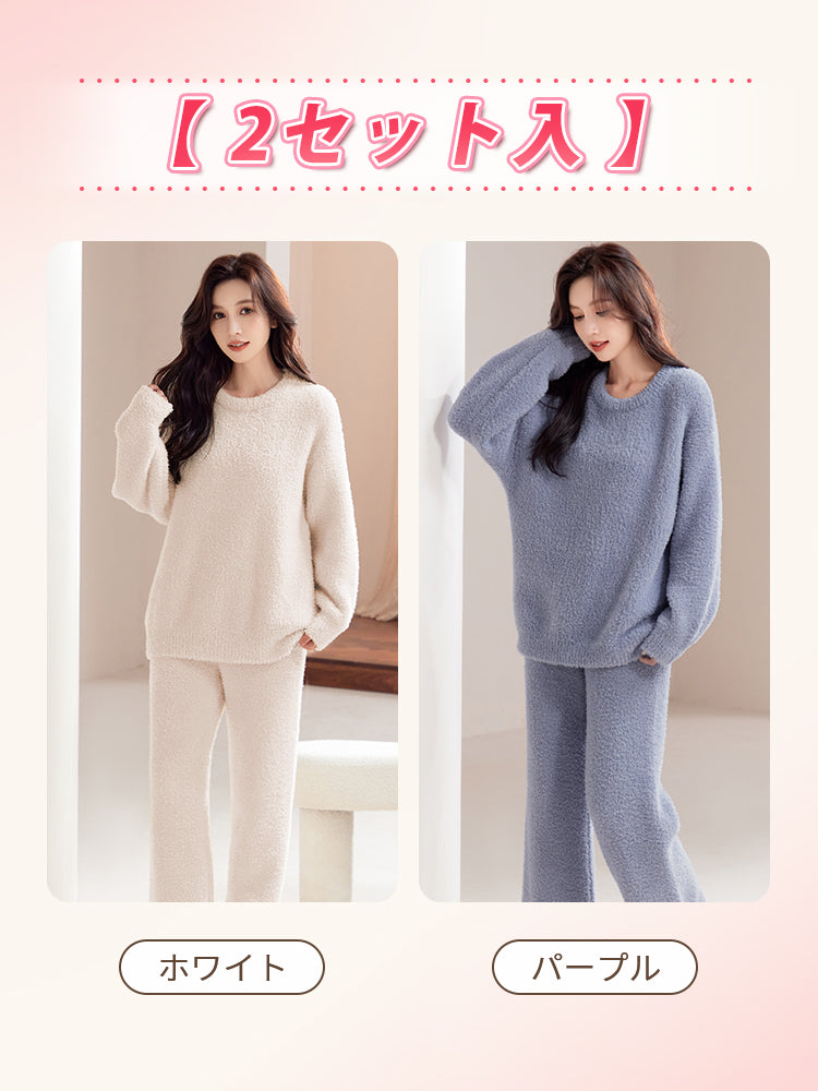 ルーム ウェア 冬 ホワイト＆パープル VEIMIA