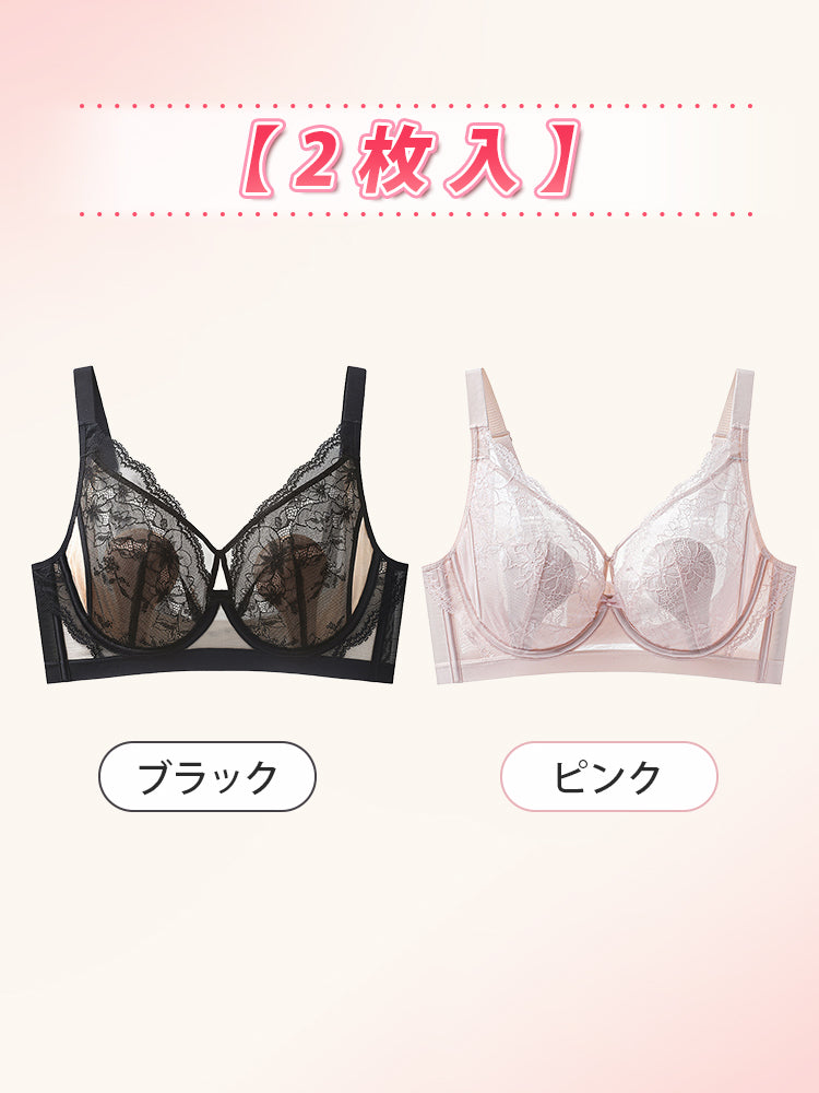 ブラ 【2枚入】ブラック&ピンク ヴェーミア