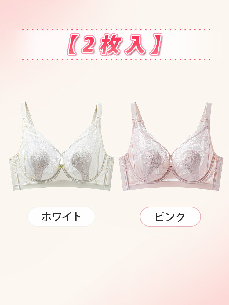 ブラ 【2枚入】ホワイト&ピンク ヴェーミア