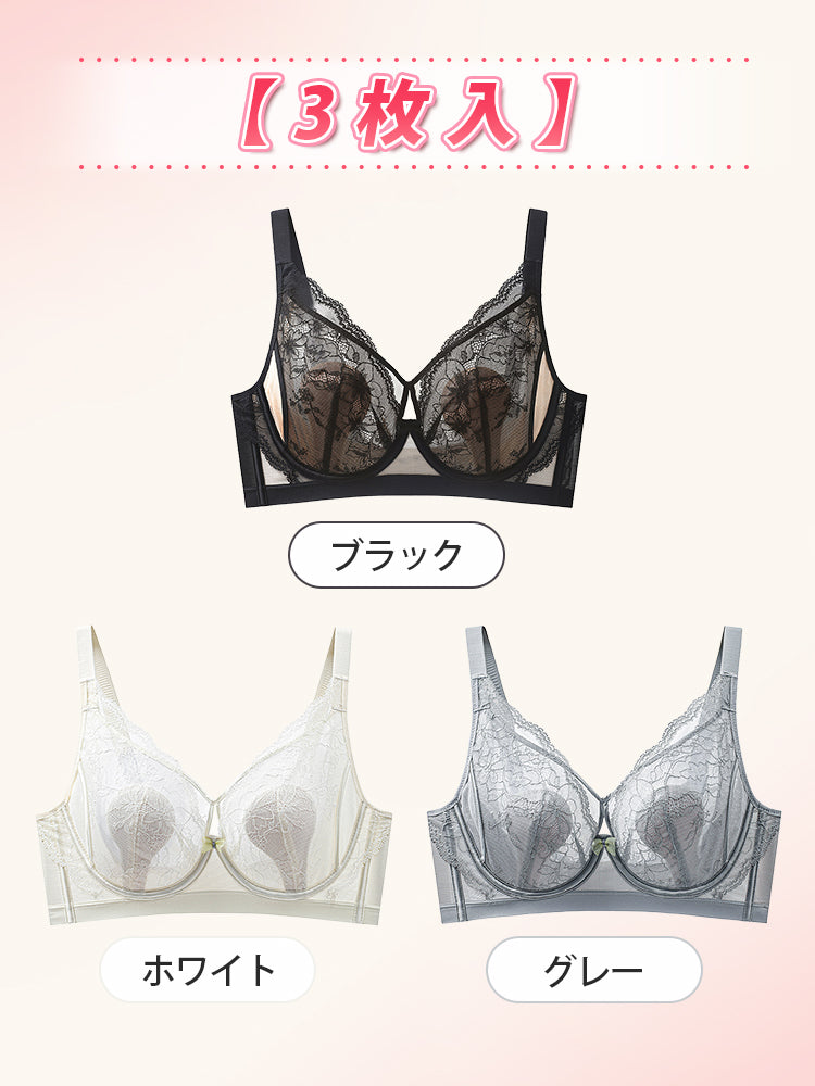 ブラ 【3枚入】ブラック&ホワイト&グレー ヴェーミア