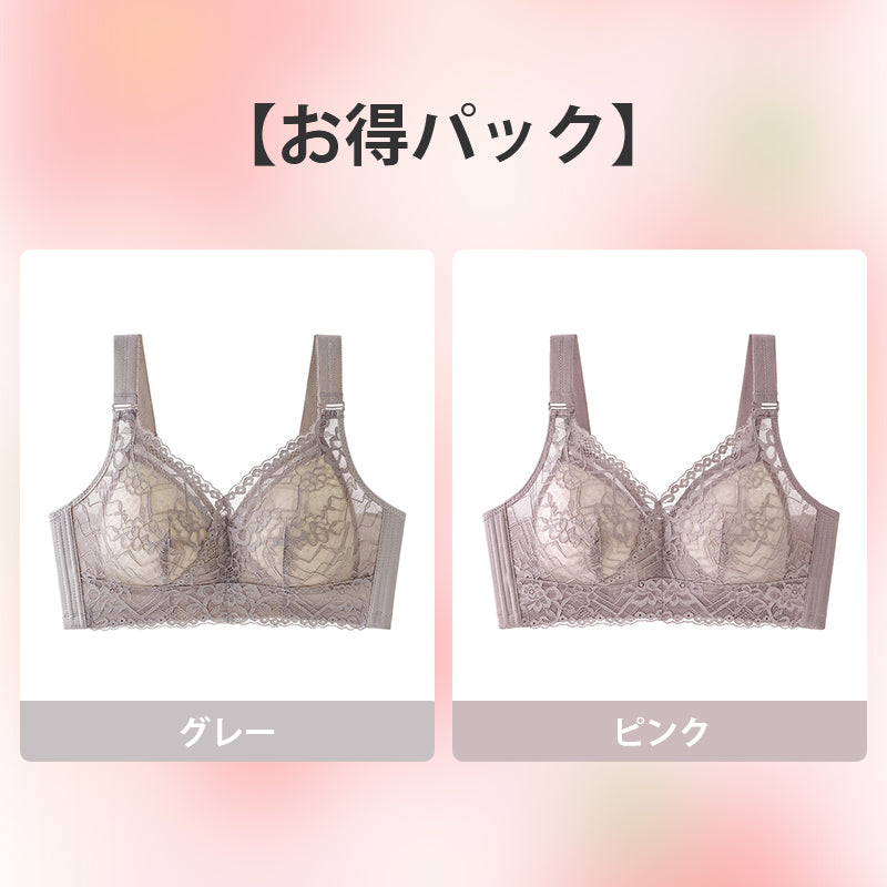 ブラジャー 小さく見せる 【お得パック】グレー&ピンク ヴェーミア 