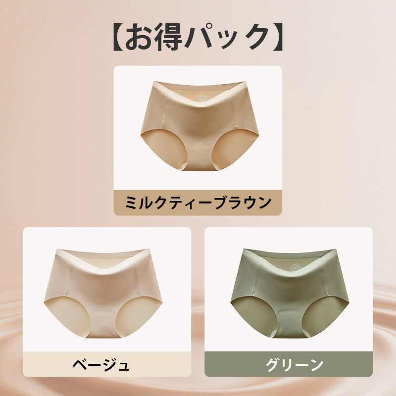 シームレス ショーツ ミルクティーブラウン＆ベージュ＆グリーン VEIMIA