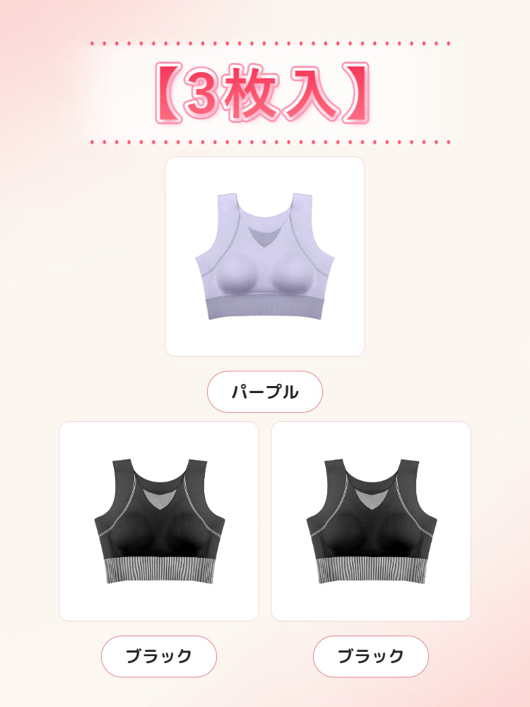 スポーツブラ 【3枚入】パープル&ブラック*2 ヴェーミア