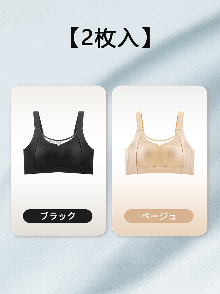 小さく 見せる ブラ 【2枚入】ブラック&ベージュ ヴェーミア