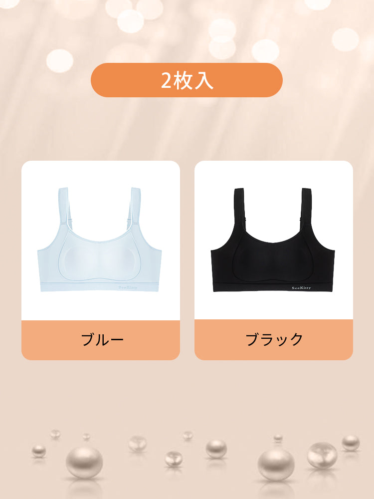 胸が小さく見えるブラ 【2枚入】ブルー&ブラック VEIMIA