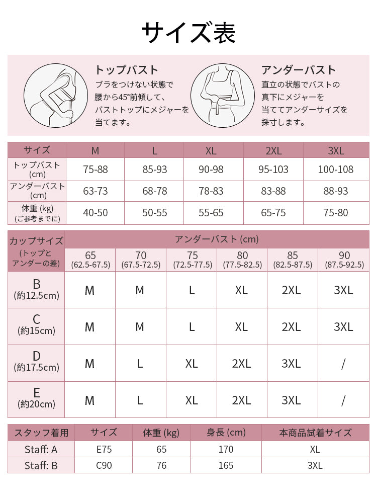 小さく見えるブラ サイズ表選び ヴェーミア
