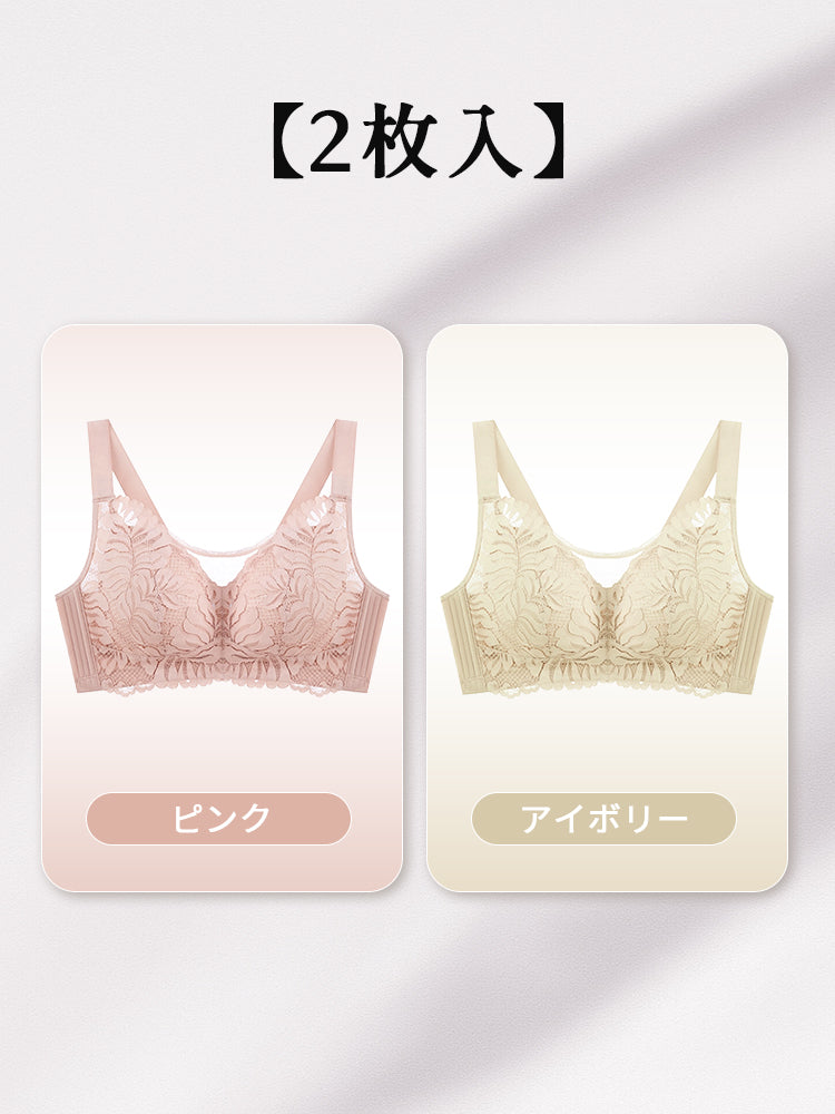 大きい サイズ ブラ 【2枚入】ピンク&アイボリー ヴェーミア
