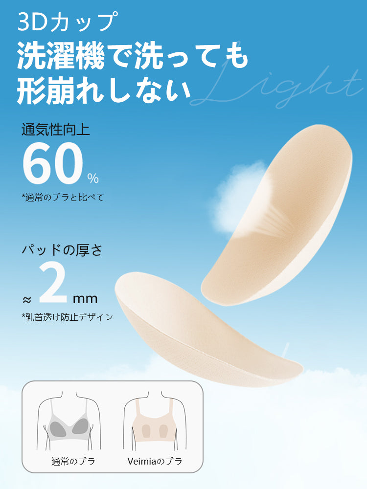 胸が小さく見えるブラ 洗っても型崩れしない3Dカップ VEIMIA