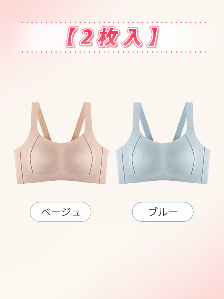 胸を小さくするブラ 【2枚入】ベージュ&ブルー VEIMIA