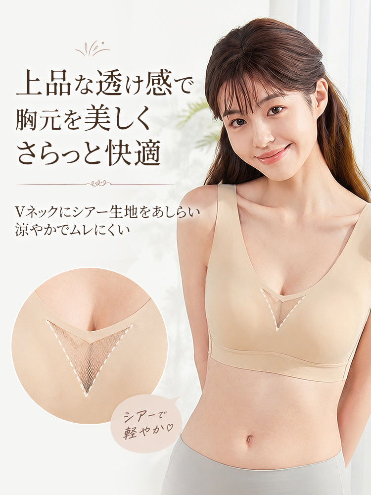 胸が小さく見えるブラ 上品な透け感 VEIMIA